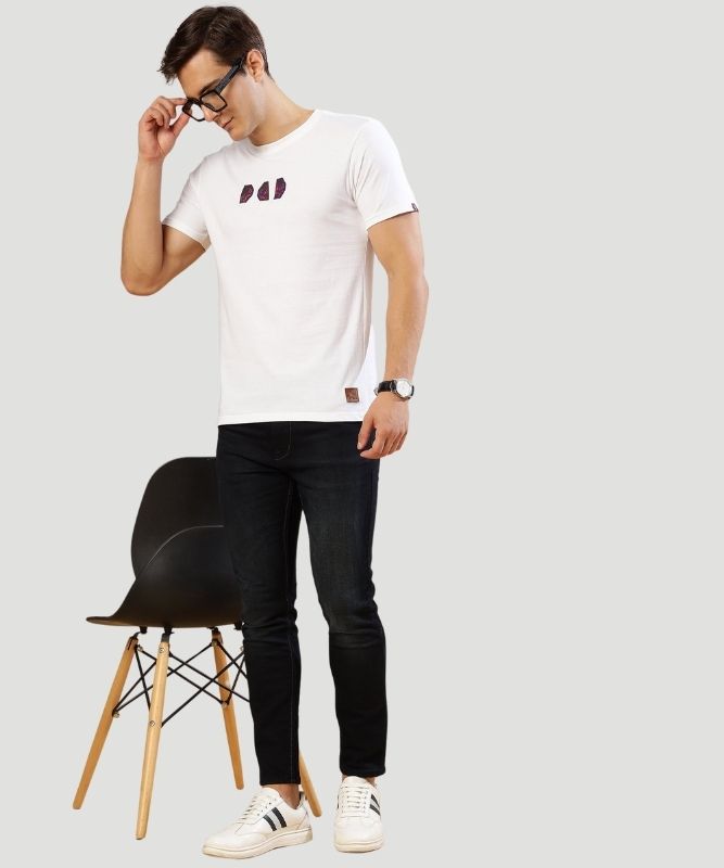 Men's White Solid Half Sleeves Regular Fit T-Shirt