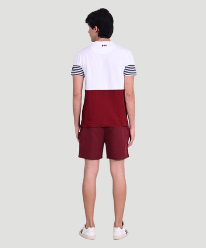 Indusvale Men's Colorblock Multicolor T-Shirt & Solid Short Set